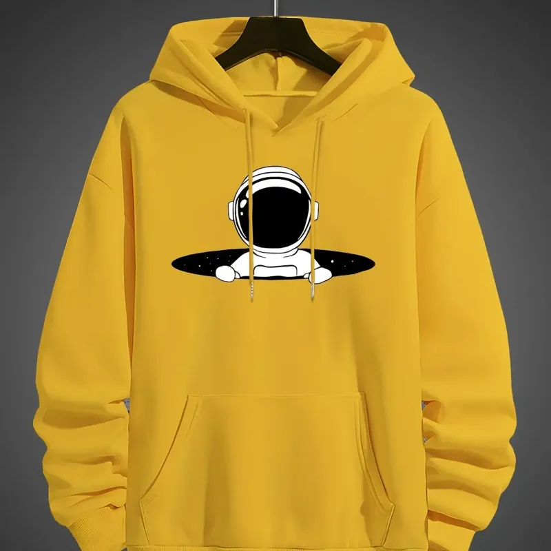 2025 ใหม่ฤดูหนาวผู้ชายสบายๆหลวมขนแกะความอบอุ่นHooded Sweatshirtแฟชั่นอินเทรนด์สบายๆอเนกประสงค์Walkaround 2D Hooded