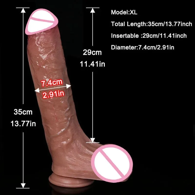 4 storlekar Realistisk Mjuk Stor Dildo Dubbel Silikon Sugkopp Penis Par Onani Enorm kuk Kvinna Man Anal Vuxen Sexleksak