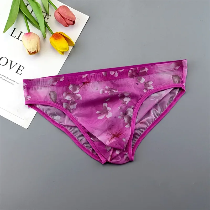 5pcs Transparent Mesh Underwear for Men Ultra-thin Perspective Mid-rise Male Pouch Slips Homme Panties Plus Size