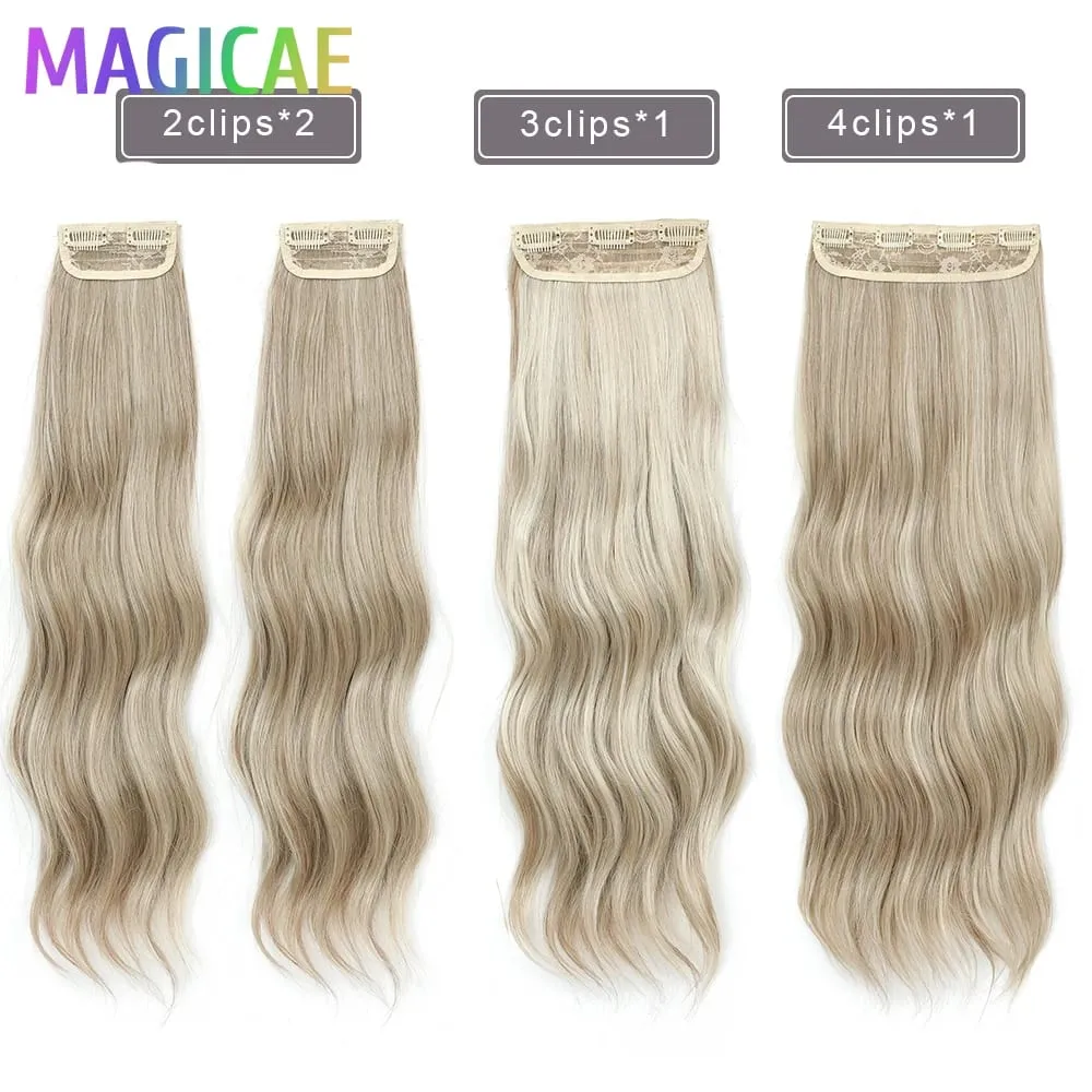 24Inch Piano Blonde P12/16/613 4Pcs/Lot Clips In Body Wave 220Grams Ombre Brown High Temperature Bio Synthetic Hair Extensions