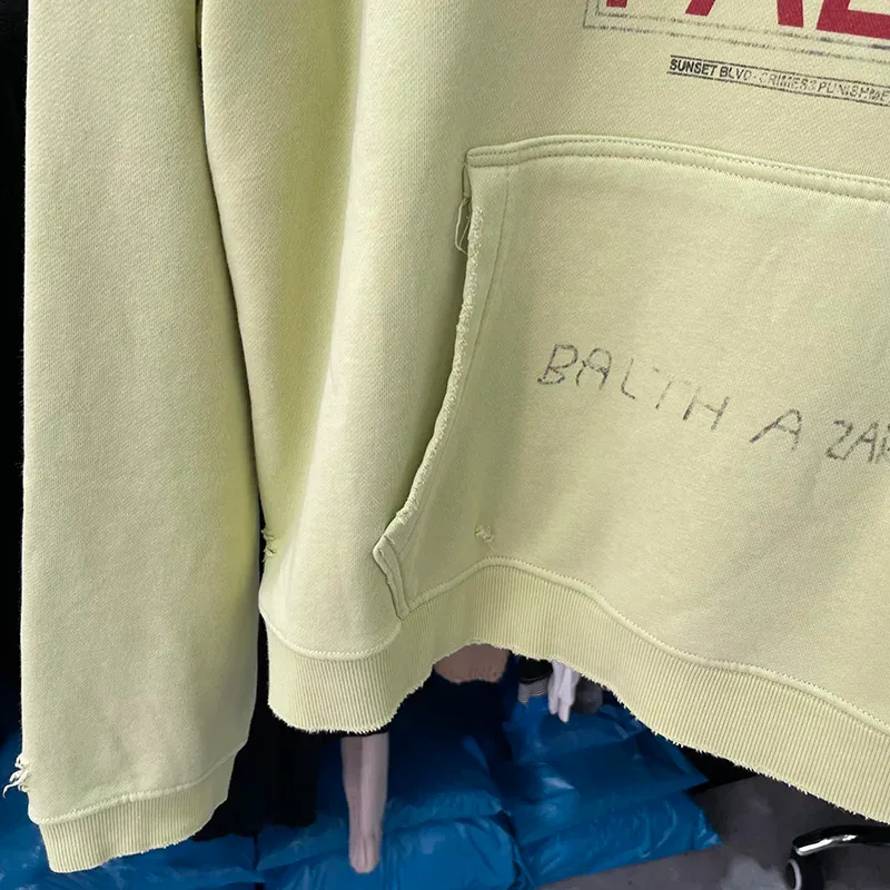 Nouveau surdimensionné PALY sweat à capuche pour homme femme lavé noir endommagé meilleure qualité décontracté Vintage Cardigan Zip sweats