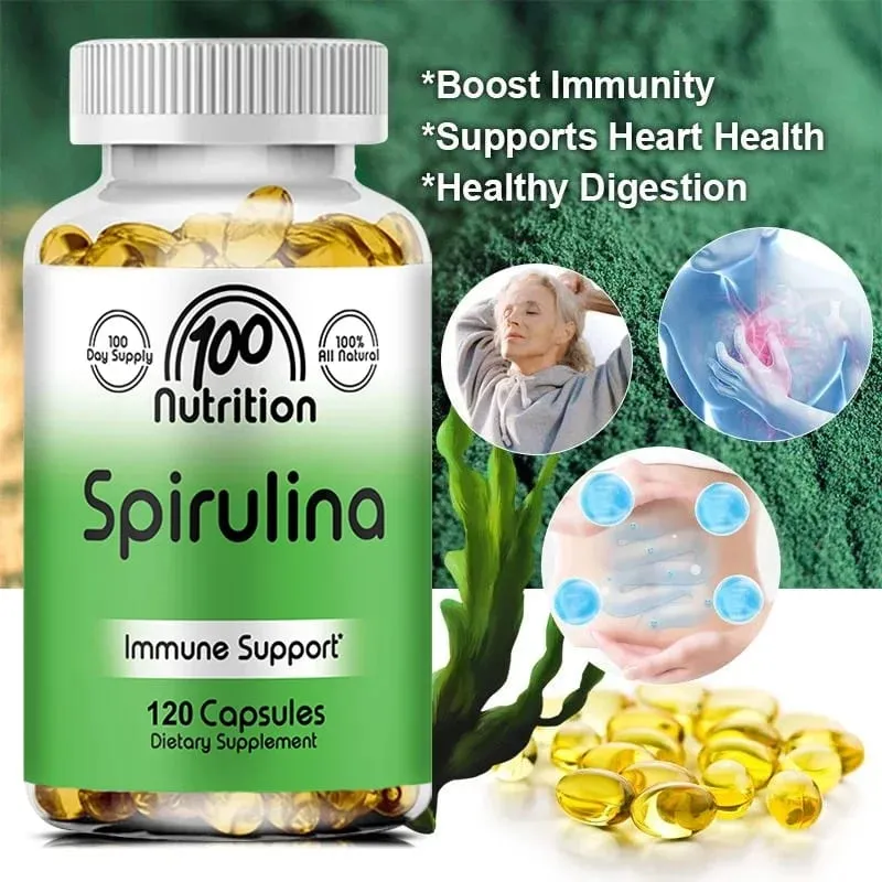 Organic Spirulina 2000 Mg Supplement - Helps Detoxification Immune System Cardiovascular Antioxidants B Vitamins