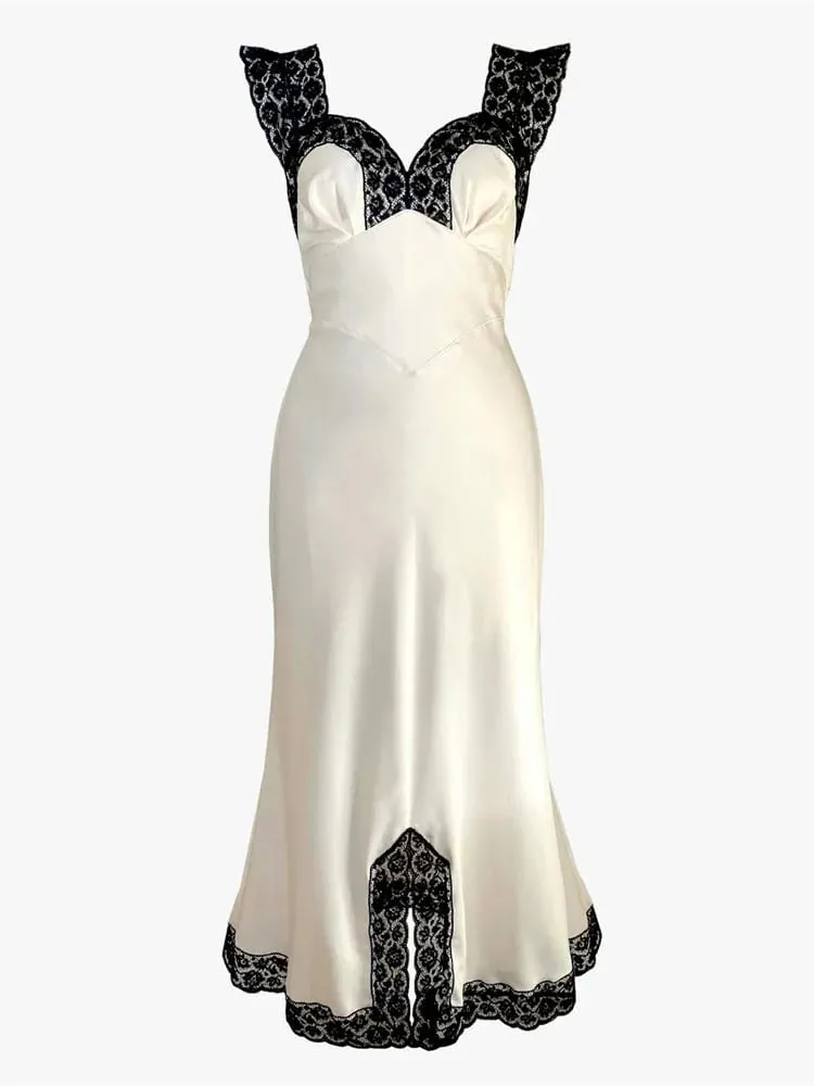 Tossy Fashion Satin Blonde Lang Kjole Kvinder V-hals Patchwork Hollow Out Ærmeløs Snøringskjole Aften Kvinde Efterår Maxikjole — image 7