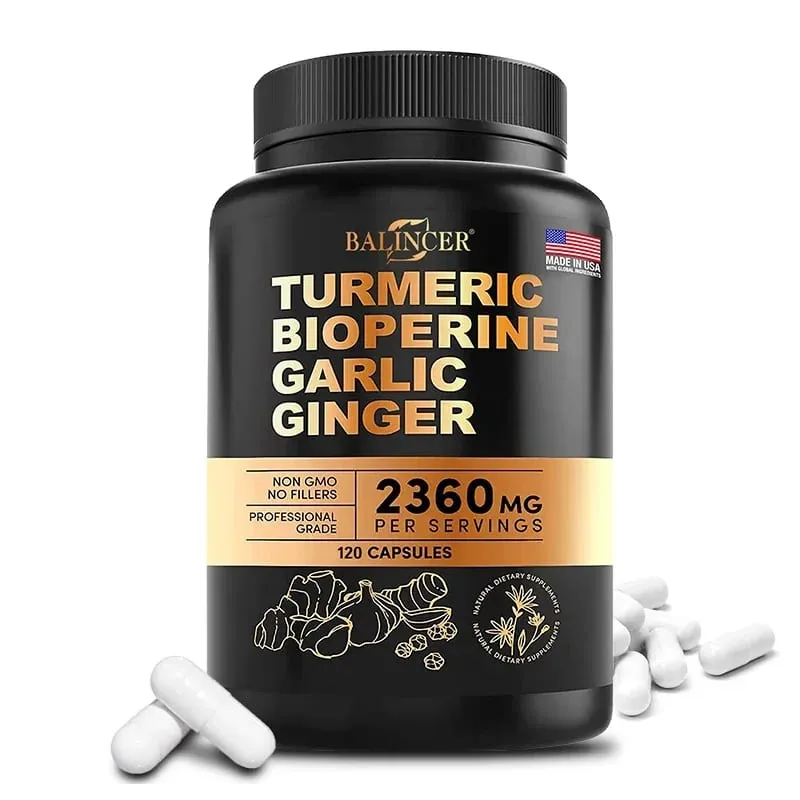 Curcumina de cúrcuma com pimenta preta para absorção ideal, melhor suplemento vegano de suporte para articulações
