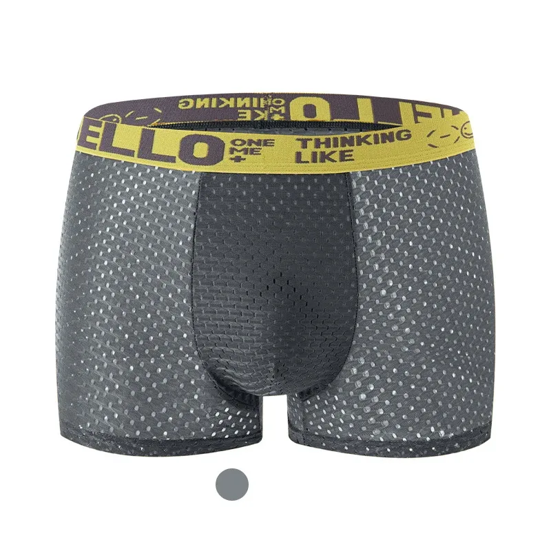 Mens Ice Silk Mesh Underwear Summer Breathable Mesh Cool Boxer Boxer Shorts for Men 45-90KG Anti-bacterial Light Thin Underpants