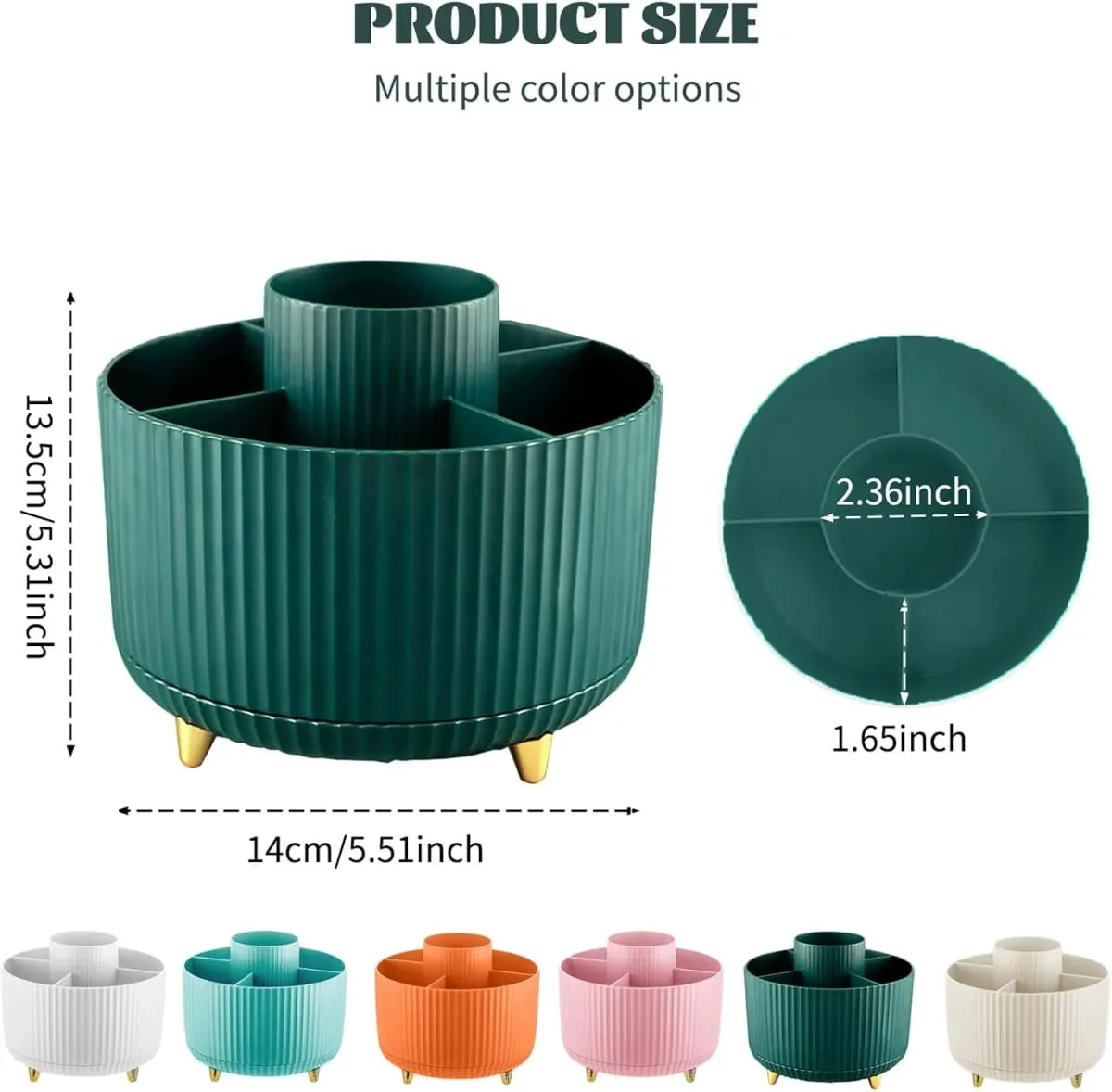 5 Slot 360° Rotating Makeup Brushes Holder Organizer Multi-Functional Desk Storage Cosmetics Storage for Vanity Desktop Bathroom — image 4