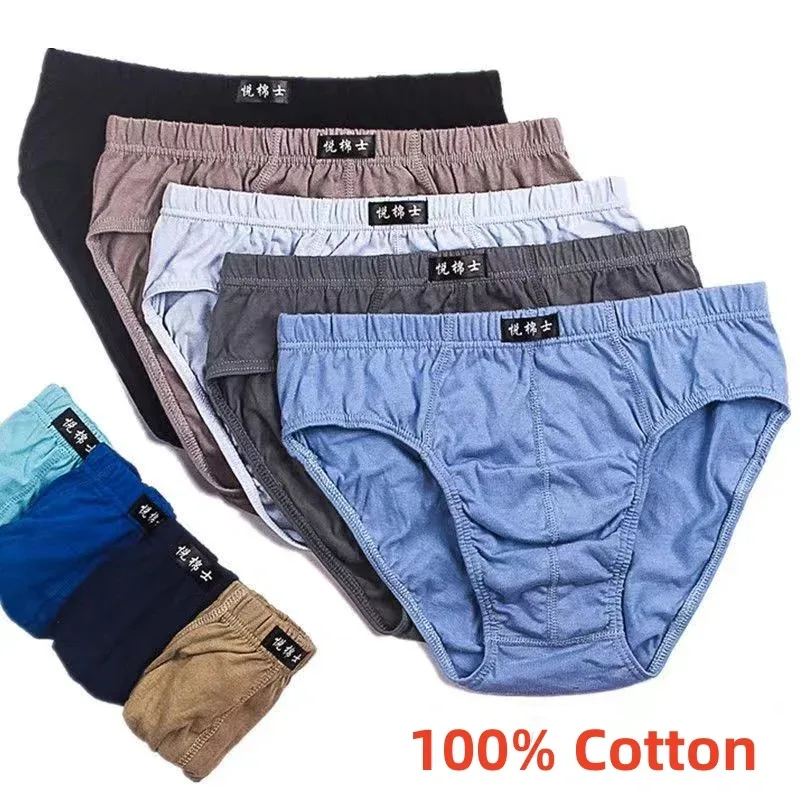 5 unids/lote calzoncillos 100% de algodón para hombre, ropa interior masculina, bragas, pantalones cortos, ropa interior Sexy XL 2XL 3XL 4XL 5XL 6XL