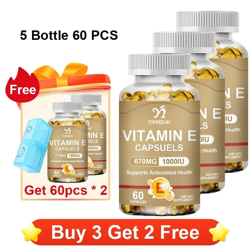 Vitamin E Supplements with Tocopherols & Safflower Oil Support Elasticity Shrink Pores Combat Aging & Antioxidant Immune