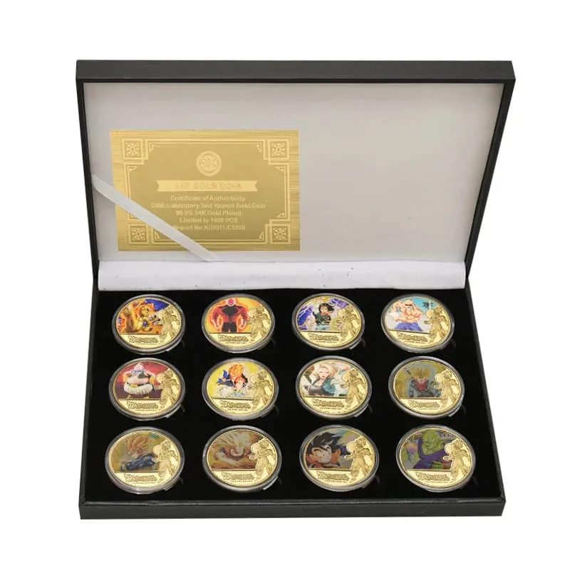 Dragon Ball Banhado A Ouro Moeda de Ouro Son Goku Vegeta Moedas Comemorativas Crianças Clássico Anime Periféricos Coleção Brinquedo Lembrança
