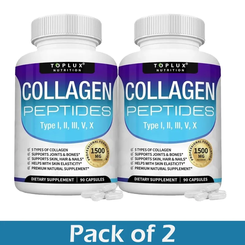 Cápsulas de múltiplos peptídeos de colágeno 1800 mg - pílulas de complexo de colágeno de proteína hidrolisada promovem articulações da pele e do cabelo para homens e mulheres