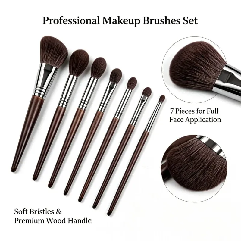 Makeup Brush Set Natural Goat Hair Professional Makeup Kit Blending Shader Smudging Cosmetic Brushes
