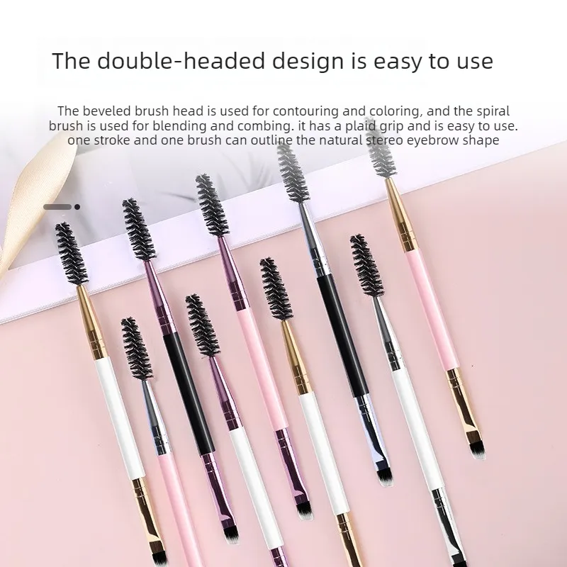 Pincel de sobrancelha macio pincel de cílios 2 em 1 profissional contorno olho sobrancelha delineador pincéis de maquiagem olhos mistura pincéis cosméticos