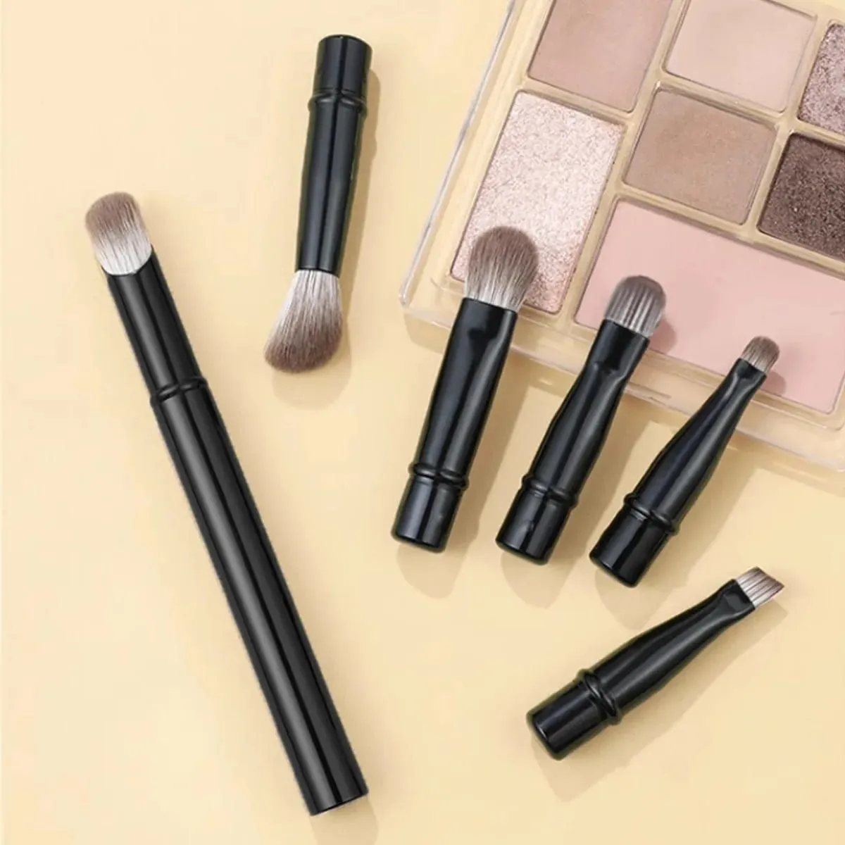 6pcs Portable Makeup Brush Replacement Head Set Nose Shadow Brush with Box for Women Professional Cosmetic Puff Brush Cleaner — image 2