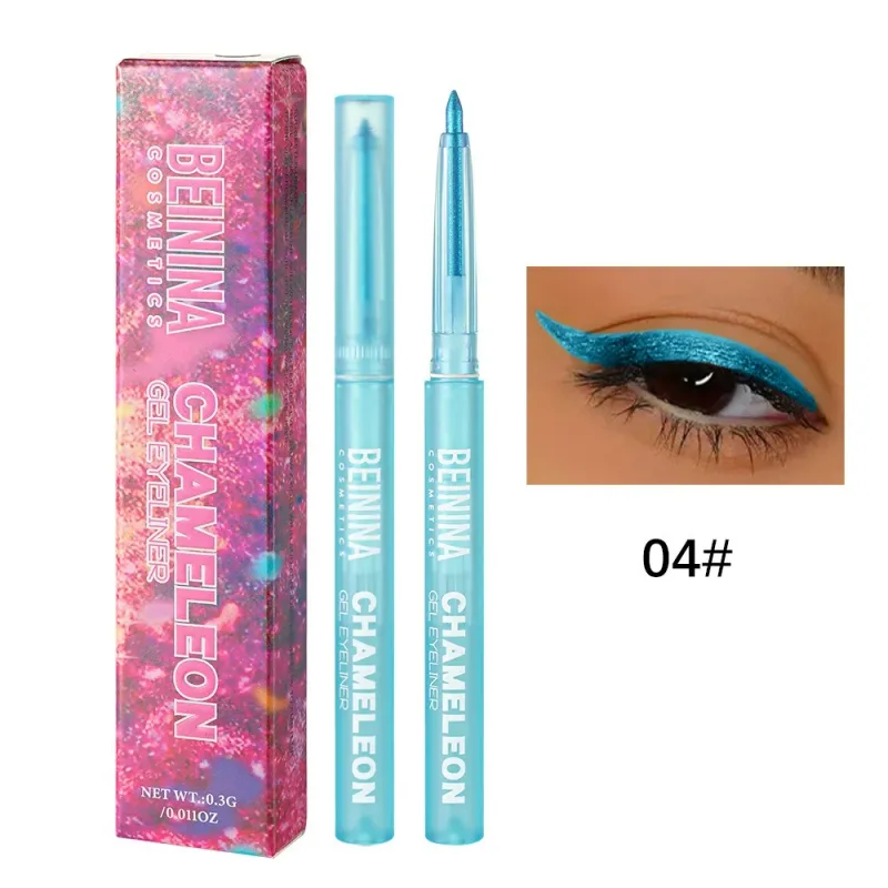 Shiny Chameleon Metallic Yellow Eyeliner Gel Pen Eyeshadow Multicolor Eye Liner Pearlescent Polarized Glitter Eye Pigment Makeup