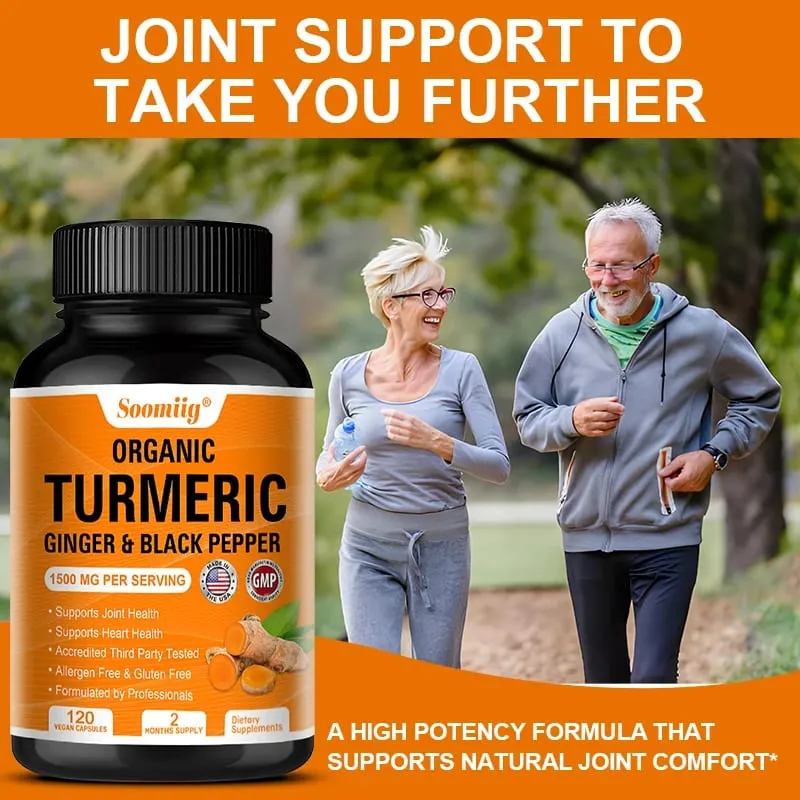 Turmeric Curcumin Capsules - with Black Pepper 95% Curcumin Complex - for Joint Digestive & Immune Support Supplement — image 4
