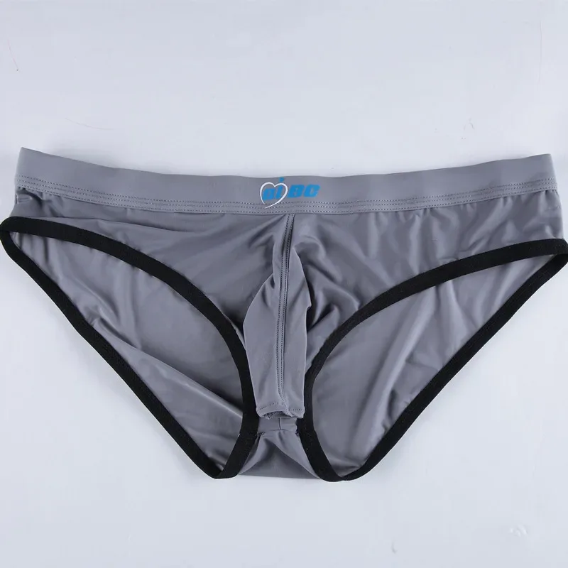 Men's Erotic Briefs Elephant Nose Open Sheath Bikini Gay Sexy Thin Ice Silk Penis Bulge Separate Elastic Quick Dry Sports Tangas