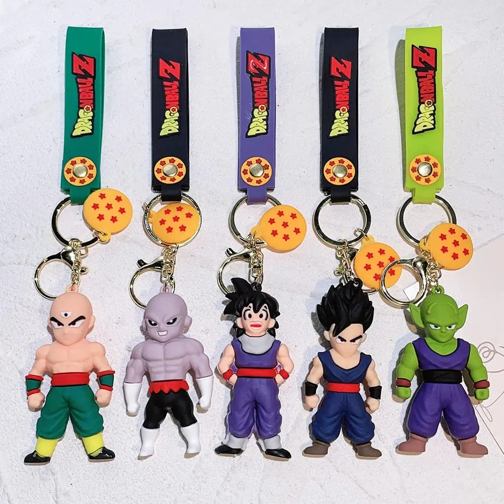 Anime Dragon Ball Keychain PVC Cartoon Cartoon Figure Trunks Son Goku Piccolo Buu Vegeta Figures Key Chain Keyring Bag Decor