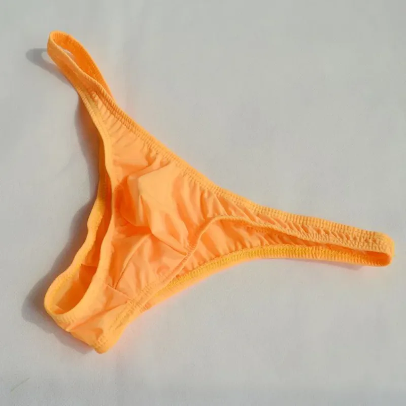 Men's Underwear T-Back G-String Briefs Sexy Breathable Ice Silk Tangas Thong Hot Porn Lingerie Fashion Low Waist Panties Male