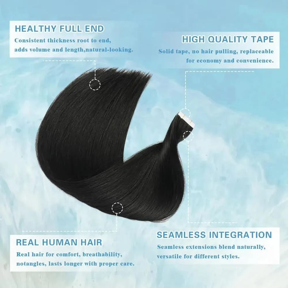 Colored Bone Straight Tape In Hair Extensions 100% Human Hair Invisible Seamless Skin Weft Tape In Human Hair Extensions 26 Inch