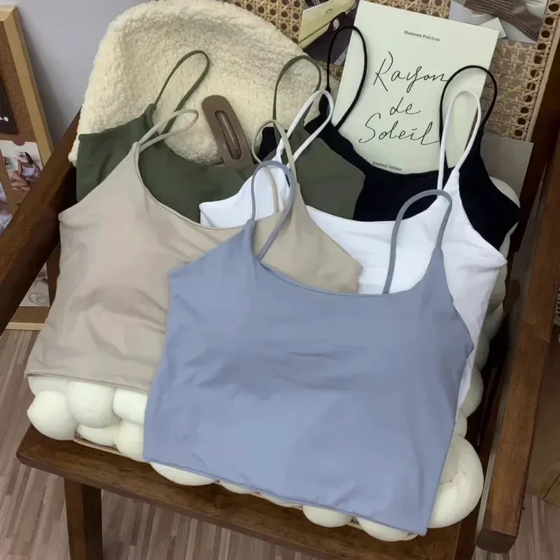 Summer Bra Top Gym Women Ice Silk Crop Seamless Tube Tops Camisole Underwear Korean Fashion Solid Padded Bralette Vest Naked — image 3