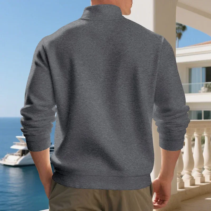 2026 New Fleece Lined Half Zip Sweatshirt for Men, Autumn Winter Solid Color Plus Size Casual Pullover Hoodie Daily Leisure Wear