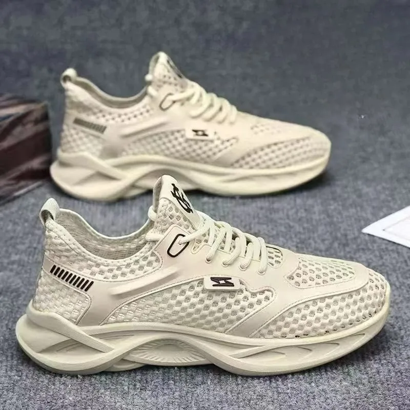 Erkekler için Günlük Ayakkabılar Çok Yönlü Rahat Örgü Yumuşak Taban Koşu AyakkabısıHollow Out Outdoor Trendy Erkek Spor Ayakkabısı