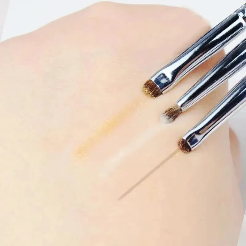 3 szt. Małe pędzle do cieni do powiek ze srebrną rączką do szczegółowego blendowania makijażu smokey eyeliner Profesjonalny zestaw pędzli kosmetycznych