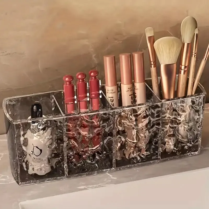 4 Holes Acrylic Cosmetic Makeup Storage Box Transparent Lipstick Brushes Eyebrow Pencil Organizer Large-Capacity Make Up Tools — image 2