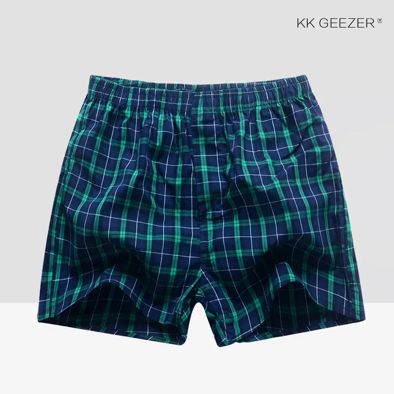 Pakaian Dalam Pria Celana Dalam Kotak-kotak Boxer Celana Pendek Katun 100% Celana Dalam Pria Bergaris Longgar Kualitas Tinggi Kebesaran Sejuk Dropshipping