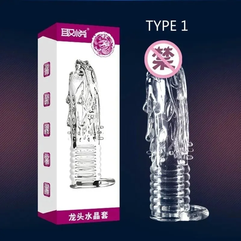4 Types Thicken Penis Enlarge Sleeve Reusable Condom Cock Extender Delay Ejaculation Sex Toys for Men Intimate Goods — image 9