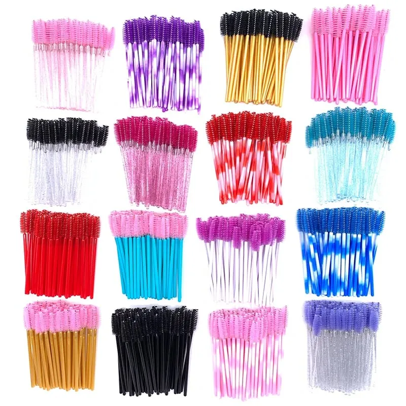 YGirlash 50 個ラッシュ白鳥クリスタルまつげアプリケーター使い捨てダイヤモンドハンドルナイロンマスカラワンドブラシ化粧品ツール