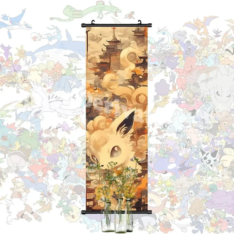 Printed Poster Anime Wall Artwork Gengar Pictures Charizard Painting Canvas Pikachu Hanging Scrolls Home Room Decor