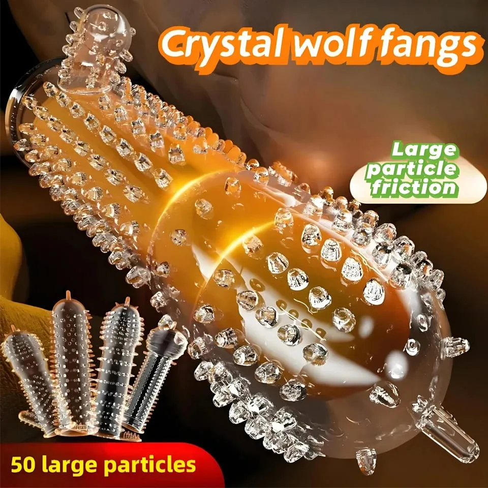 Penis Covers Extender Men's Condoms Crystal Penis Condoms Finger Cock Ring Adult Sex Toy For Sex Male Longer Lasting