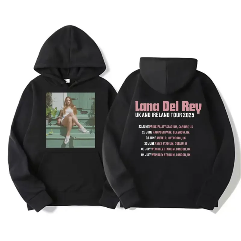 Lana Del Rey UK & Ireland Tour 2025 Grafiska Hoodies Herr Kvinnor Mode Estetisk Casual Pullovers Långärmade Huvtröjor — image 1