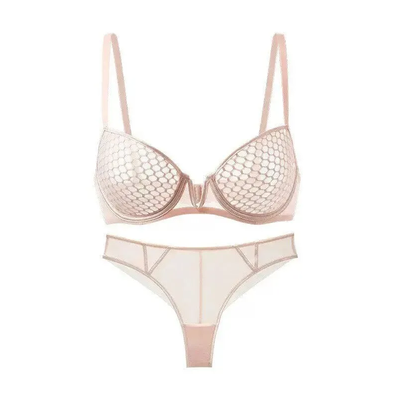 Summer Style Ultra-Thin Minimizer Bra Set Ladies Large Bust Soft Underwire Side Support Anti-Sagging Everyday Lingerie