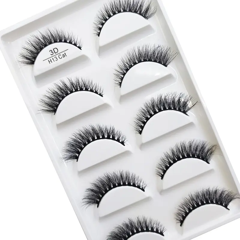 10/50 Boxes 3D Mink Eyelashes Natural Thick False Eye Lashes Mink Lashes Soft Fake Eyelash Wispy Makeup Cilios H13 Cat