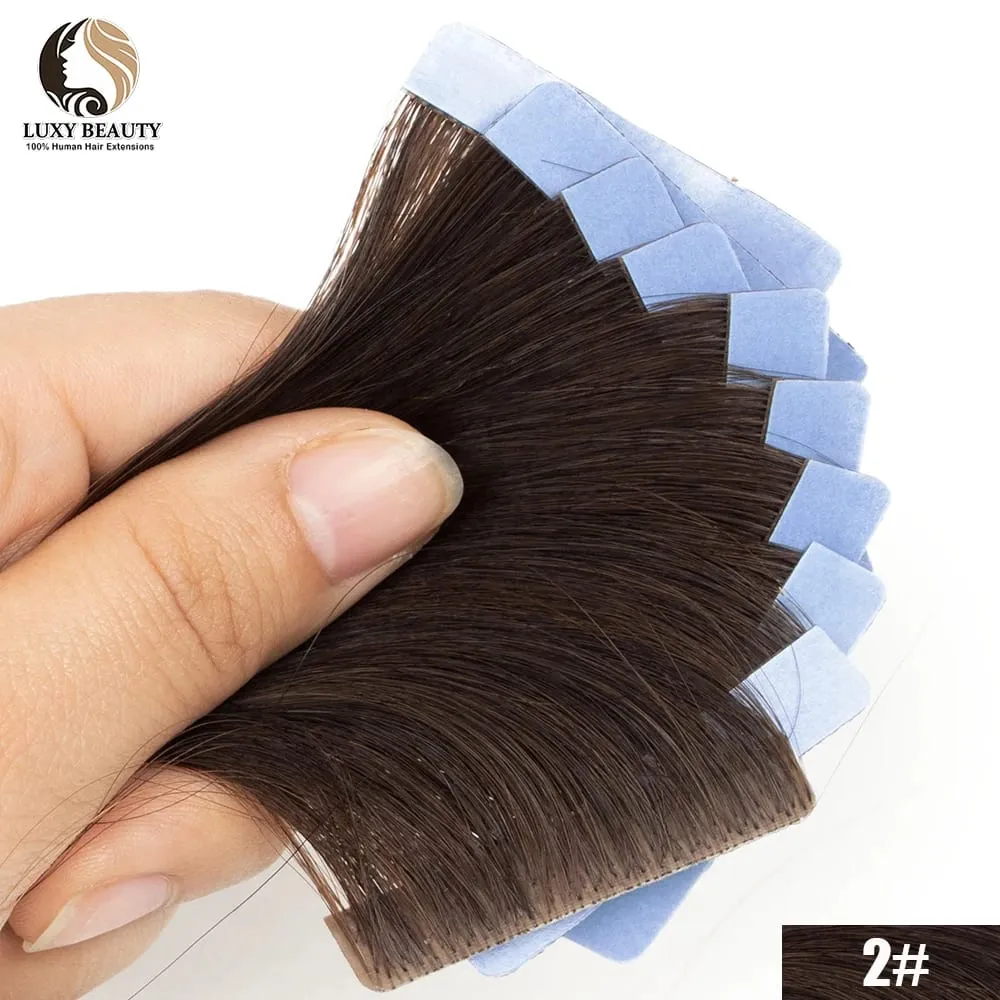 Natural PU Skin Weft Invisible Tape In Human Hair Extensions Double Side Black Blonde Brown Tape Ins Hair Extensions 10pcs/Pack