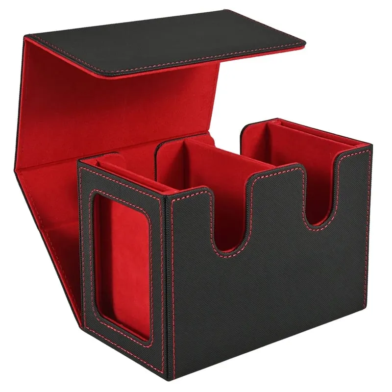 Deck Box with 2 Commander Display Double Deck Box for 140+ Single Sleeved Cards Fits for TCG CCG Magic Cards