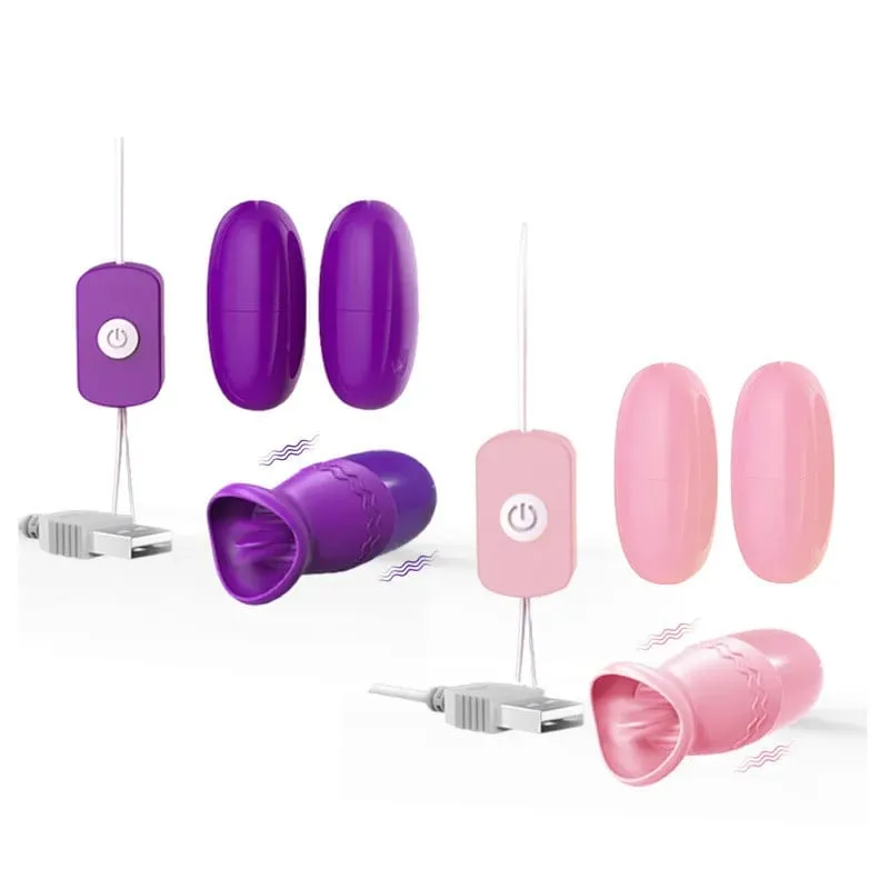 Two Balls Vibrator Tongue Licking Vibrating Jump Eggs Clitoris Stimulator Adult Product Sex Toys For Women Female Masturbation