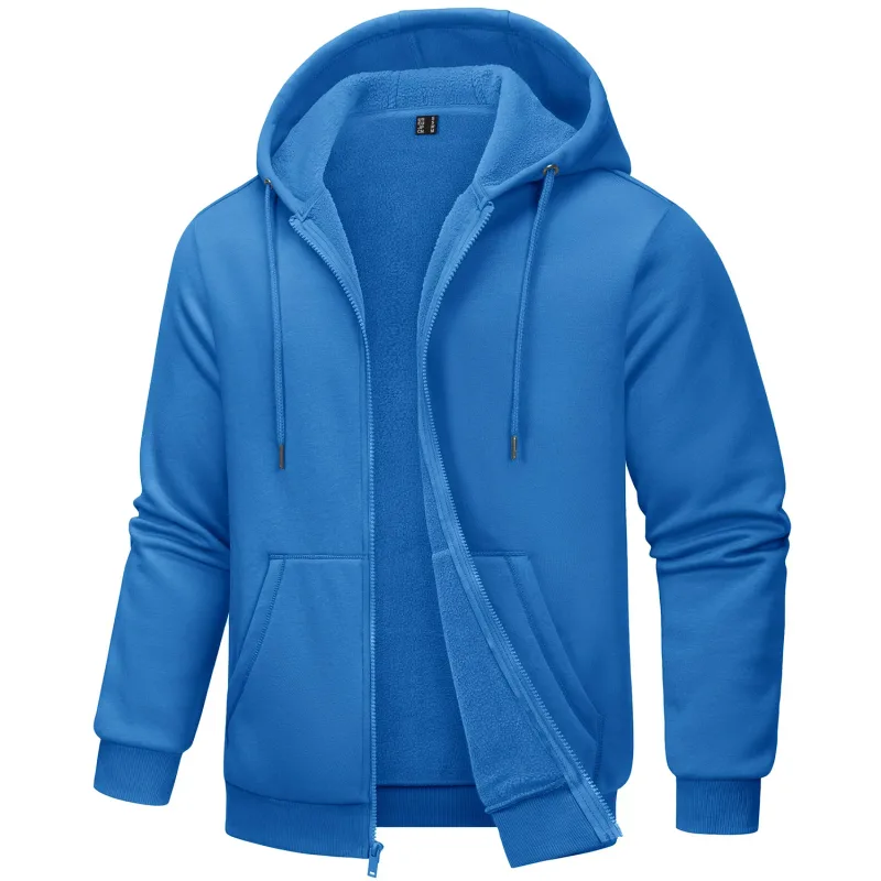 Big Pockets Fleece Lining Hoodies Mens Hooded Coats Full Zip Up Casual Hoodie Jackets Athlete Running Hiking Sportswear — image 27