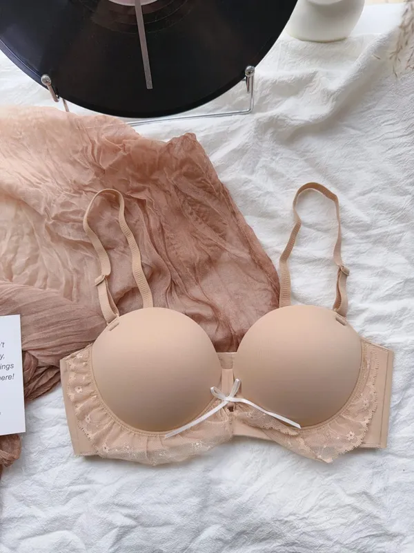 Red Half-Cup Lace Bra Set for Small Chests Adjustable Support Anti-Sagging Push Up Sexy Lingerie Set Women Birthday Gift — image 9