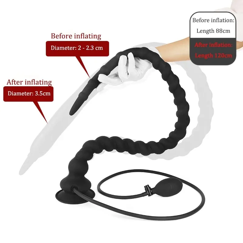 Inflatable Whip Butt Plug Prostate Massager Long Anal Plug Deep Penetration Anal Vaginal Expansion Pump Sex Toys For Men Women