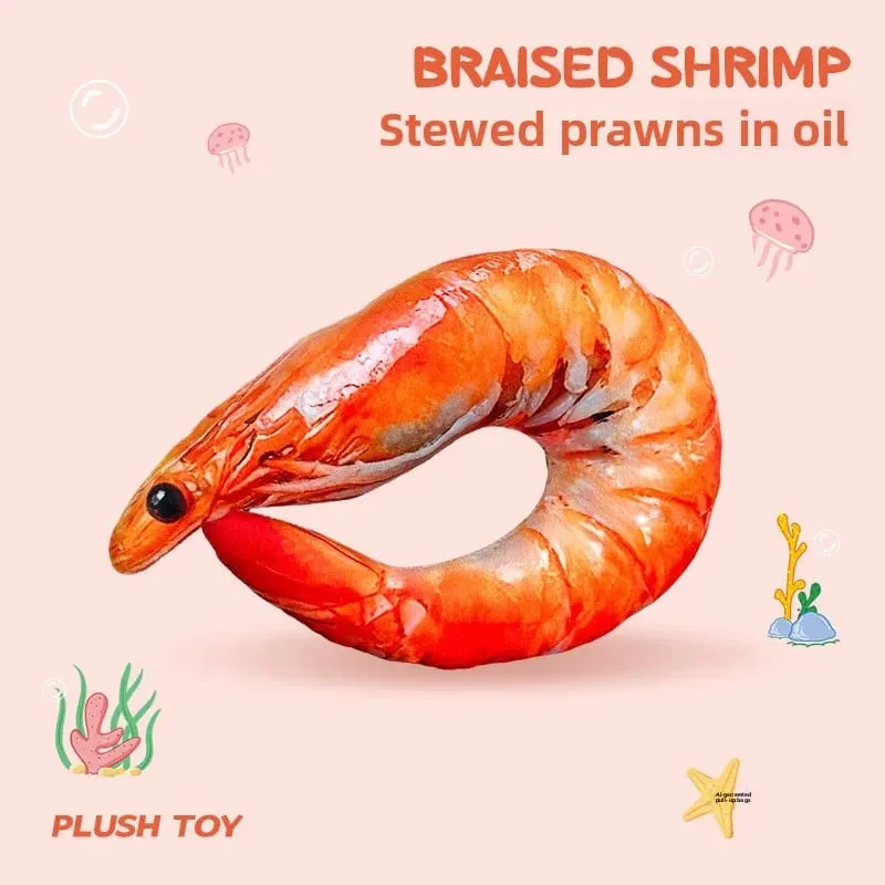 Funny Shrimp Neck Pillow Soft Plush U-shaped Travel Pillow 3D Simulation Neck Cushion for Car Airplane Office Nap