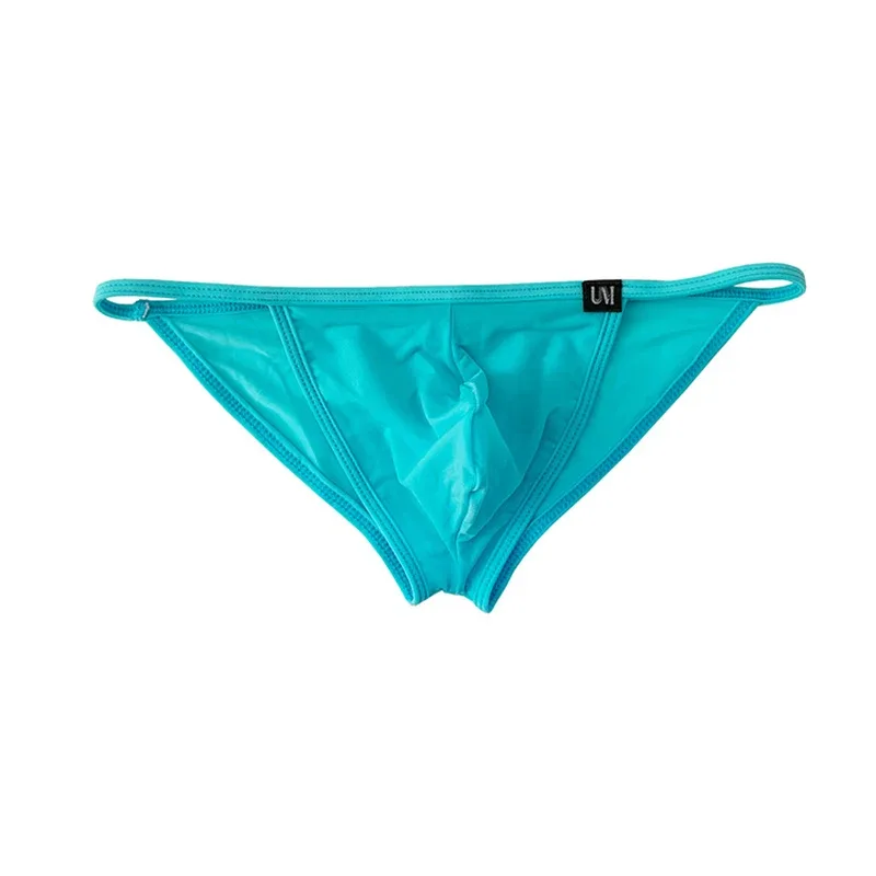 Men's Sexy Briefs Ultrathin Ice Silk Underpants Double Split Bikini Underwear With Holes Personalized U-Convex Design Panties