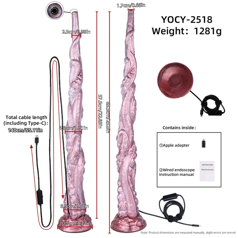 Plugue anal longo de silicone com função de endoscópio inteligente, ponto G, estimulação profunda, brinquedos sexuais, câmera, luz de LED, exploração corporal