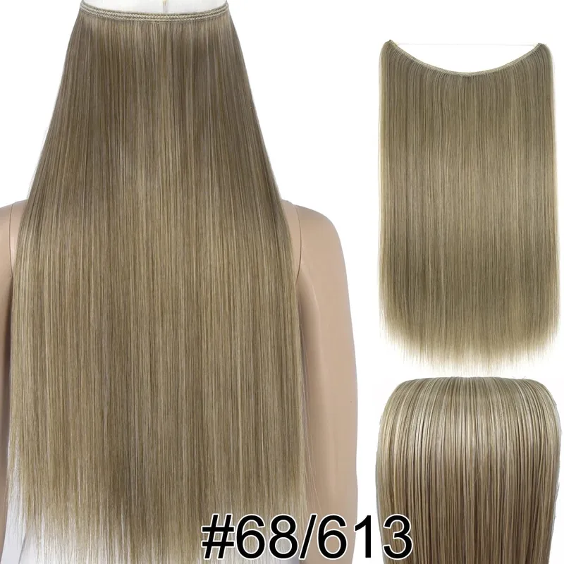 Synthetic Heat Resistant Hair Silky Straight Elasticity Invisible Wire Hair Extensions 8006