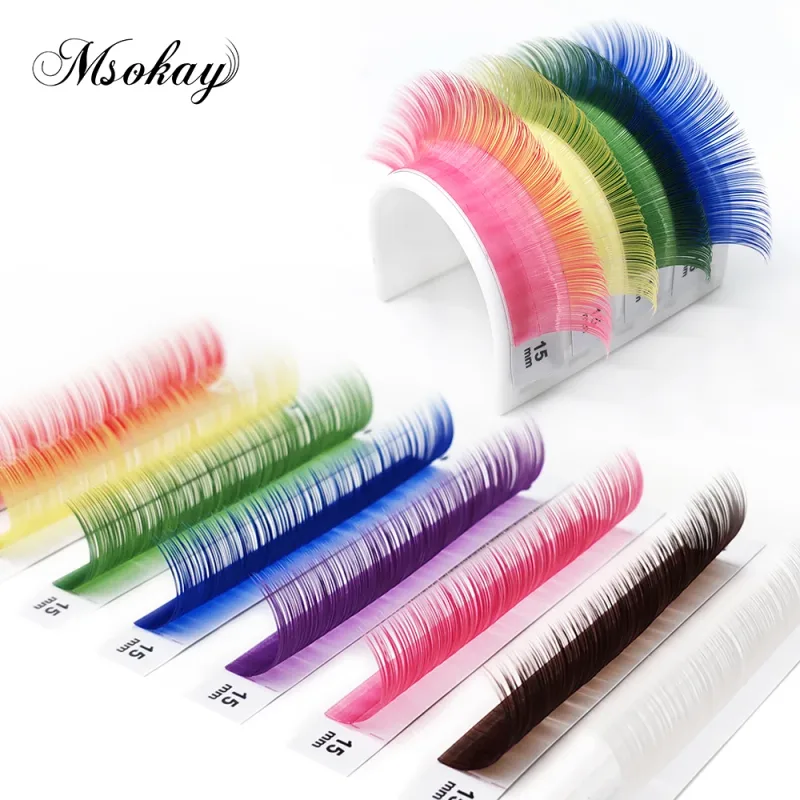 kekelala C/D/L/LU Colored Eyelash Extention 8-15 Mix Length False Colorful Individual Eye Lash Natural Grafted Lash Supplier — image 4