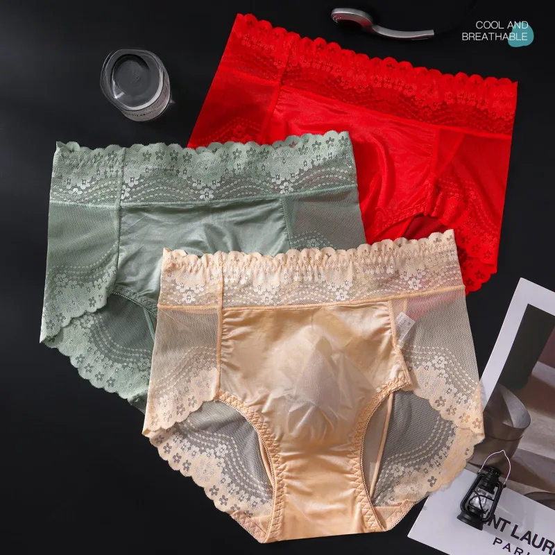 Flower Lace Mesh Hollow Out Sexy Men's Underwear Ice Silk Breathable Seamless Manipis na Triangle na Pantalon Malambot Traceless Panlalaki Briefs