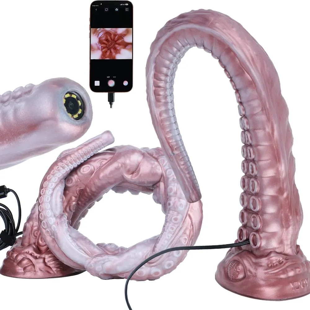 Plugue anal longo de silicone com função de endoscópio inteligente, ponto G, estimulação profunda, brinquedos sexuais, câmera, luz de LED, exploração corporal