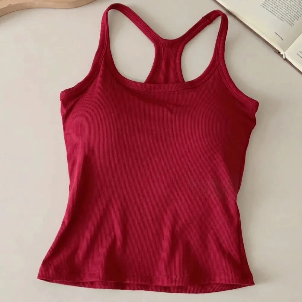 Wide Shoulder Straps Hollow Vest Comfortable H-Shaped Back Breast Small Camisole Slim Design Elastic Thin Tank Tops